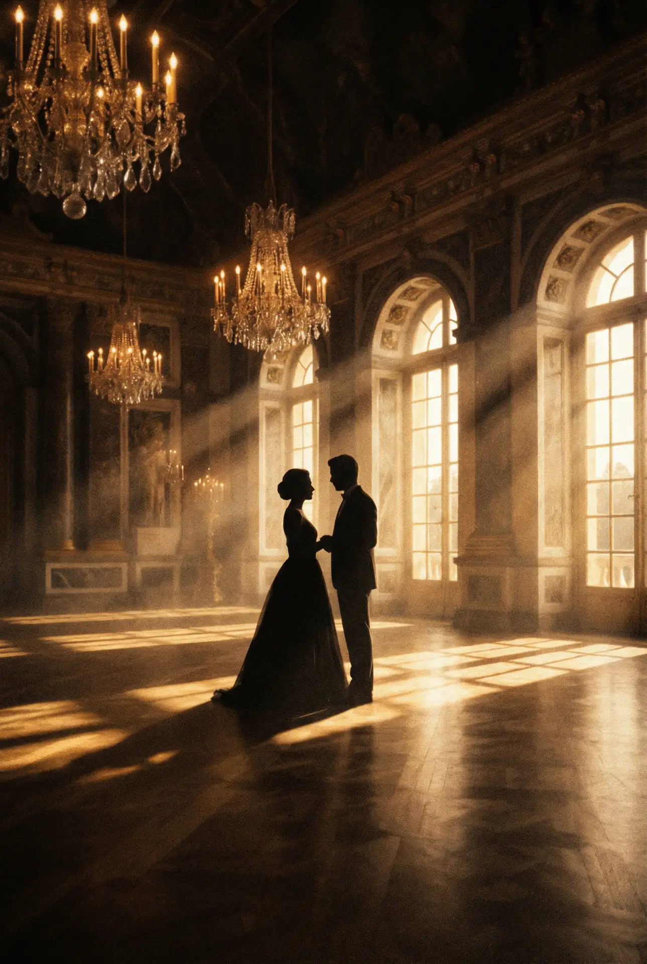 guanluchenlun 出品影片《舞厅幽影》海报，水晶灯下双人剪影
